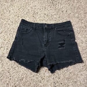 Wax Jean Black Distressed Jean Shorts